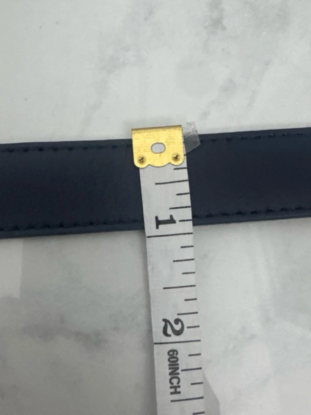 Talbots Blue Leather Belt with Matte Blue Buckle